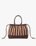 Large Striped Knit Skuldertaske