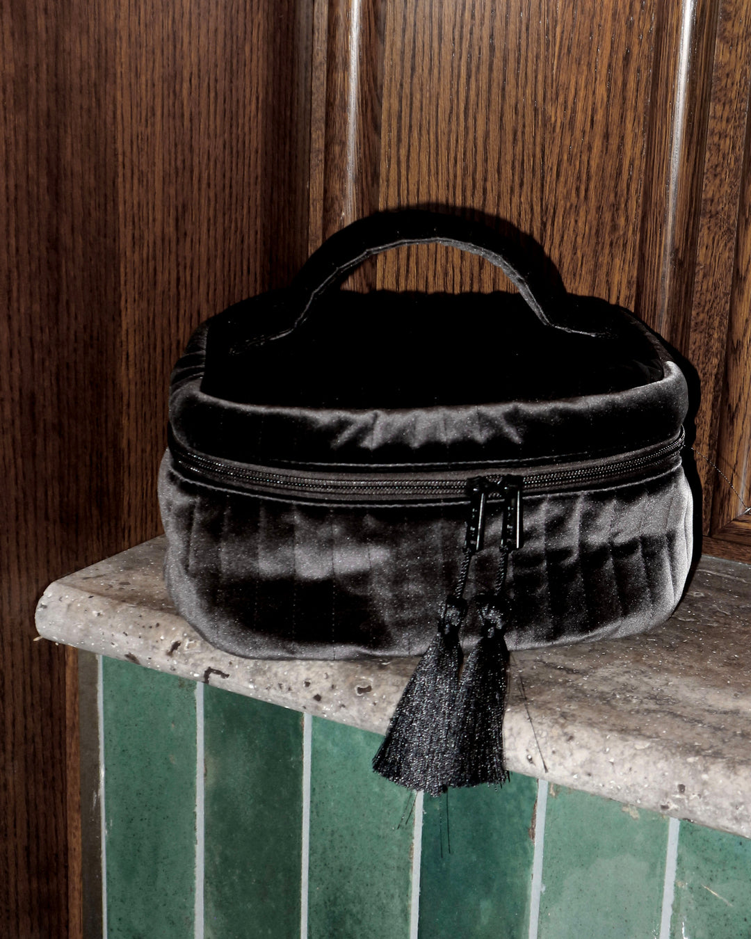 Medium Soft Padded Velour Kosmetiktaske